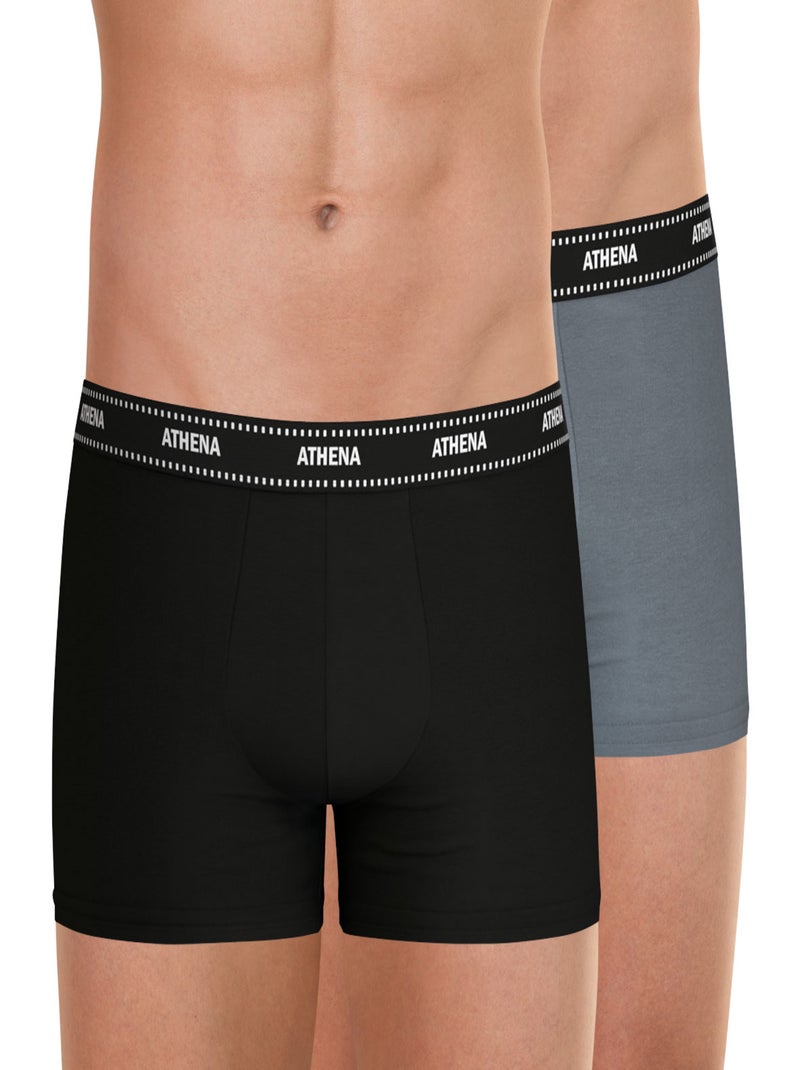 Lot de 2 boxers homme Duo Essentiel Athena Noir Gris - Kiabi