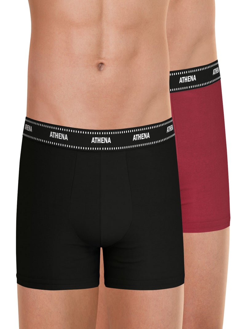 Lot de 2 boxers homme Duo Essentiel Athena Noir Rouge - Kiabi