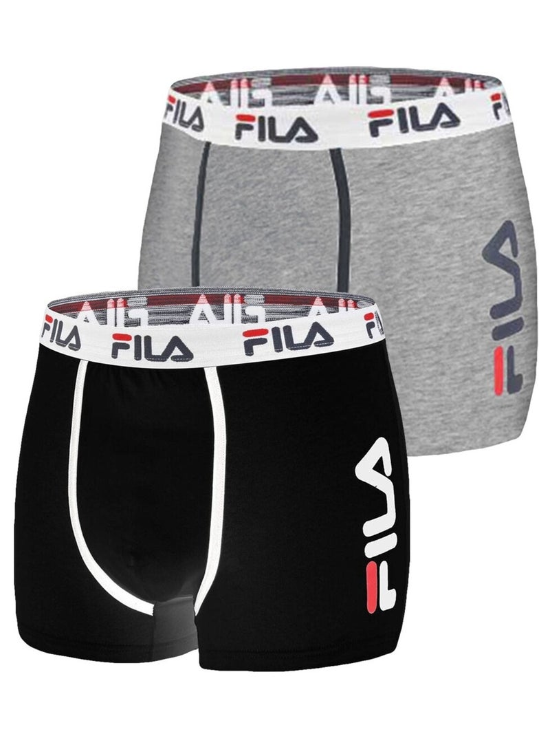 Lot de 2 Boxers homme FU5040 Uni Fila Noir Gris - Kiabi