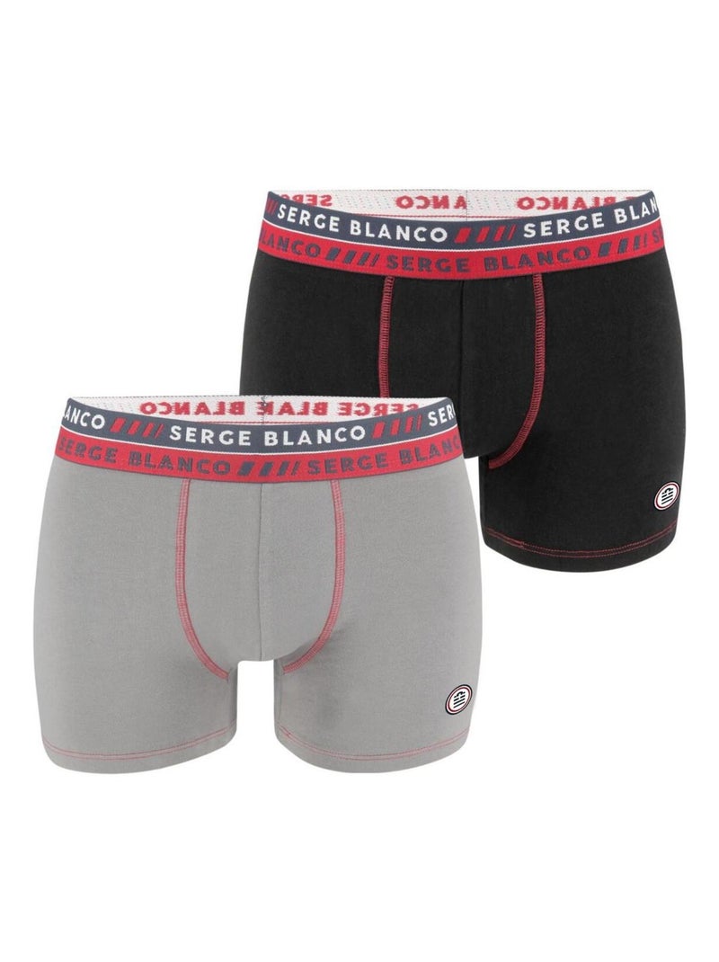 Lot de 2 Boxers homme surpiqûres Class Serge Blanco Gris - Kiabi