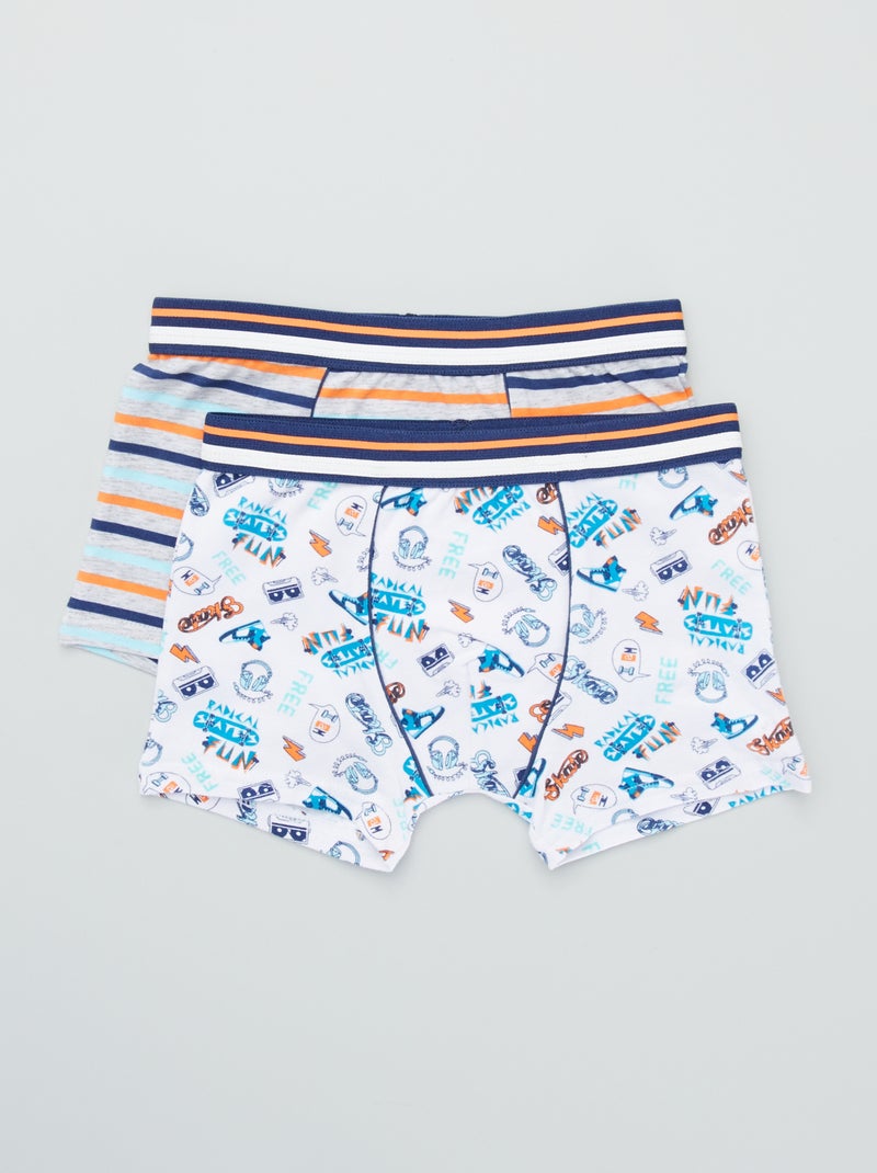 Lot de 2 boxers imprimés 'Petit Béguin' blanc/gris - Kiabi