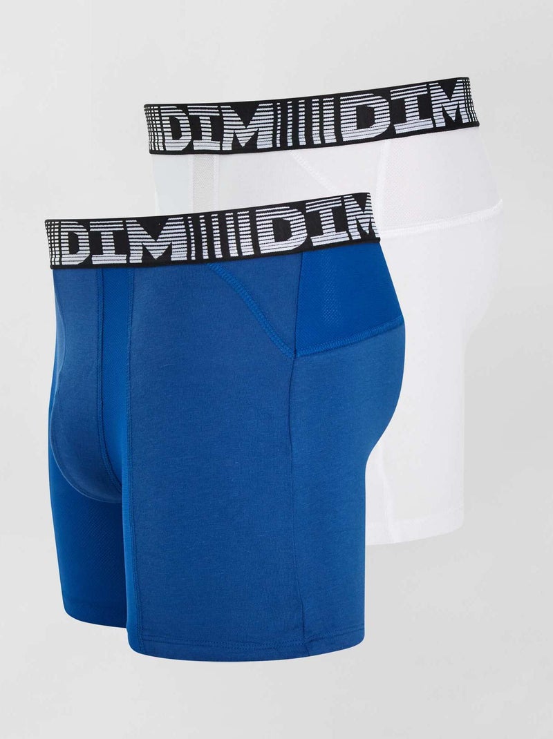 Lot de 2 boxers longs 3D Flex air 'DIM' blanc/bleu - Kiabi