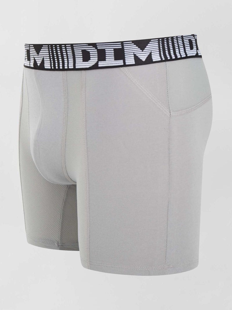 Lot de 2 boxers longs 3D Flex air 'DIM' gris/noir - Kiabi