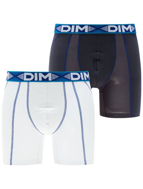 Lot de 2 boxers longs 'DIM 3D Flex Air'                                         blanc/gris 
