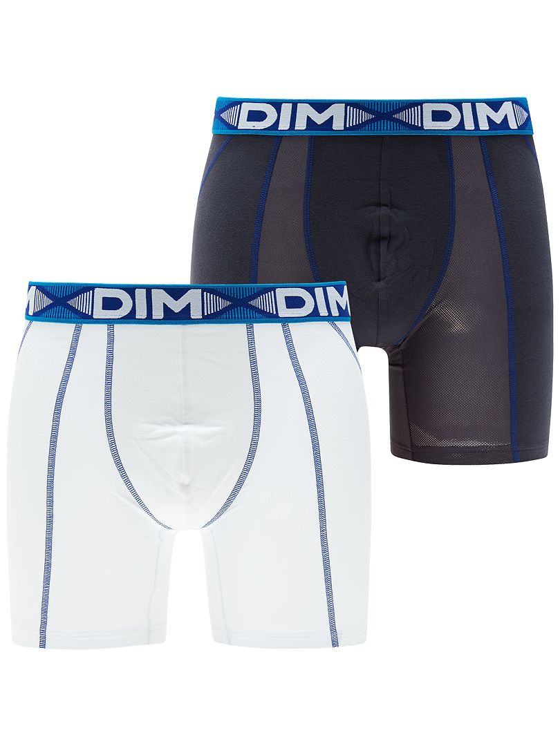 Lot de 2 boxers longs 'DIM 3D Flex Air' blanc/gris - Kiabi