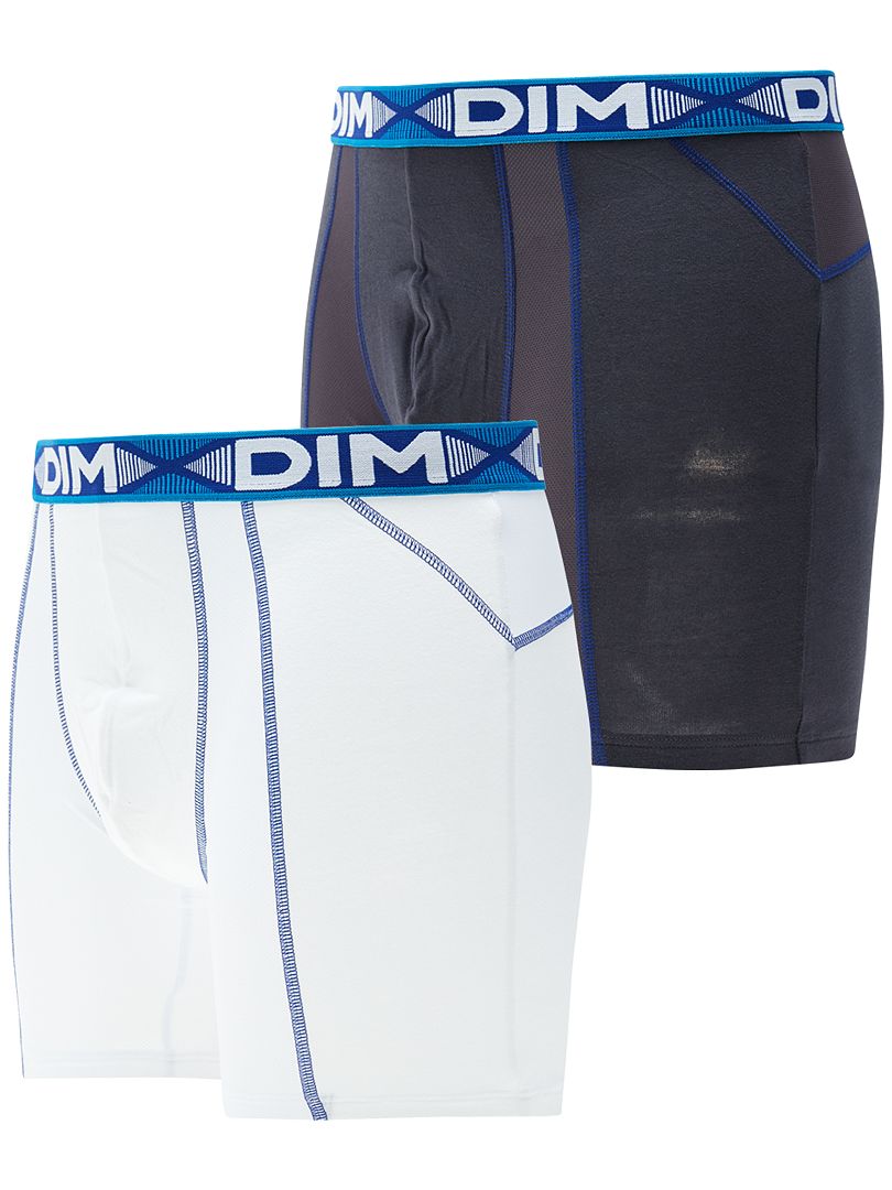 Lot de 2 boxers longs 'DIM 3D Flex Air' blanc/gris - Kiabi