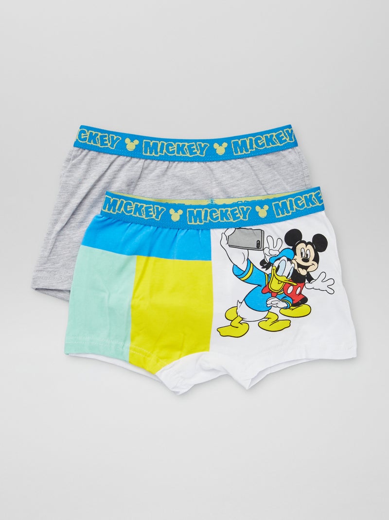 Lot de 2 boxers 'Mickey' gris/blanc - Kiabi