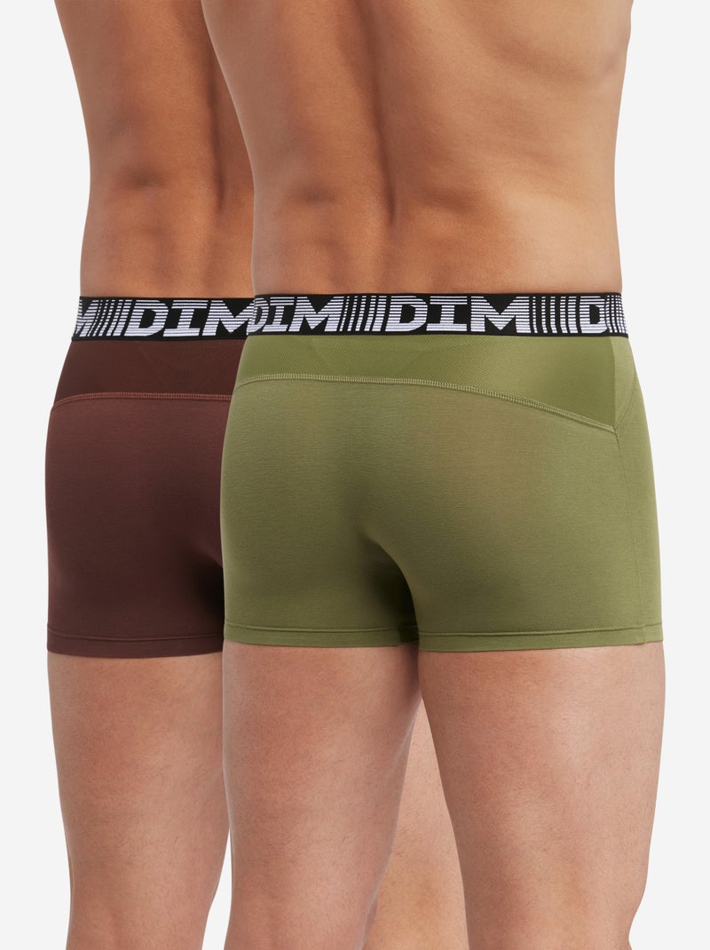 Lot de 2 boxers respirants coton et lycra 3D Flex Air Kaki - Kiabi