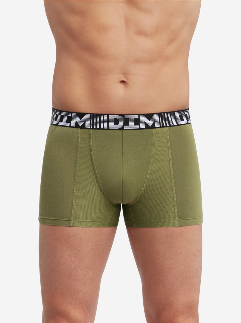 Lot de 2 boxers respirants coton et lycra 3D Flex Air Kaki - Kiabi