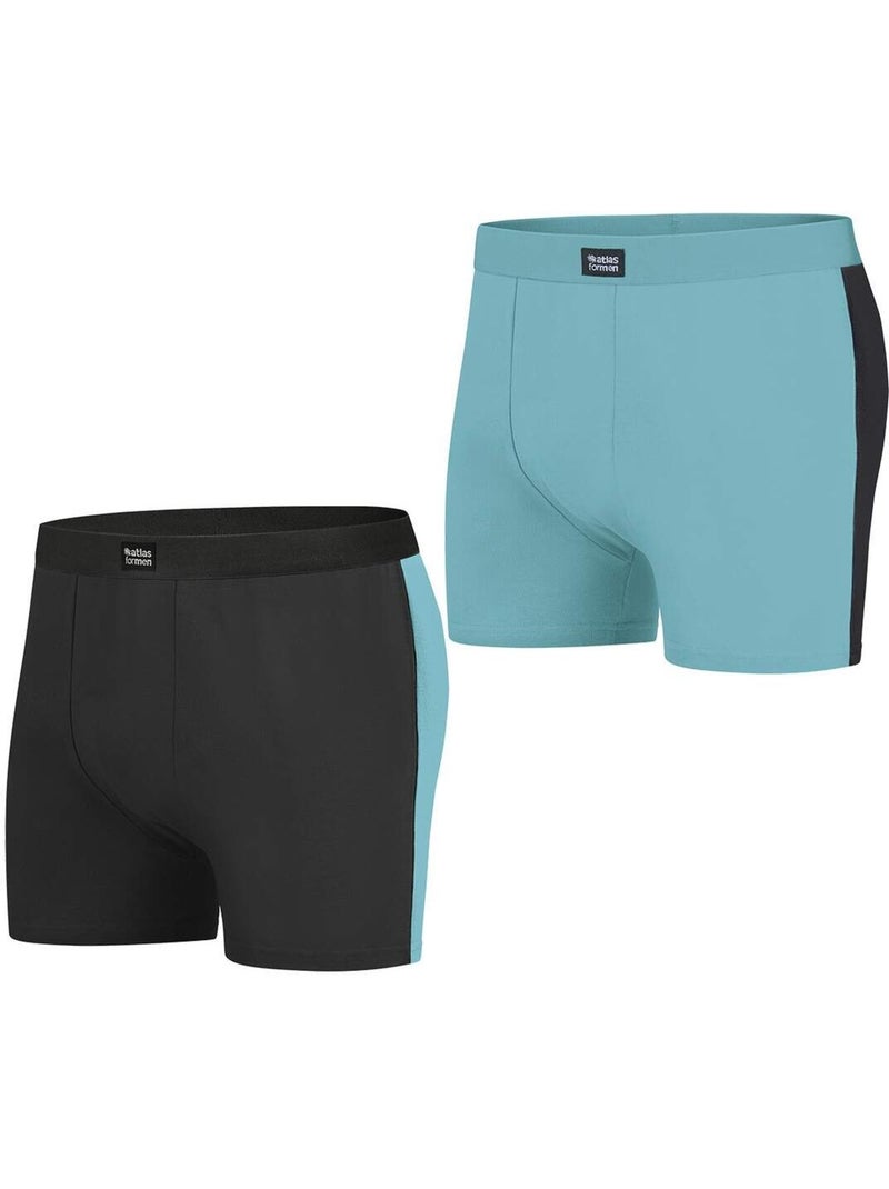 Lot de 2 Boxers Sport  - ATLAS FOR MEN Noir Bleu - Kiabi