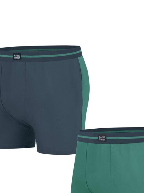 Lot de 2 Boxers Sport en Coton Stretch   - ATLAS FOR MEN - Kiabi