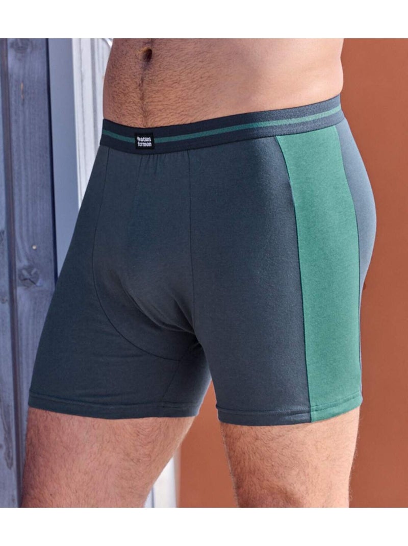 Lot de 2 Boxers Sport en Coton Stretch   - ATLAS FOR MEN Bleu Vert - Kiabi