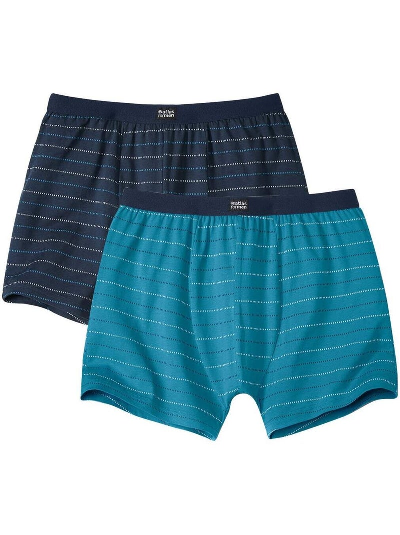 Lot de 2 Boxers Stretch  - ATLAS FOR MEN Bleu Bleu - Kiabi