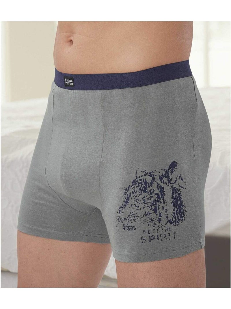 Lot de 2 Boxers Stretch Confort   - ATLAS FOR MEN Gris Bleu - Kiabi