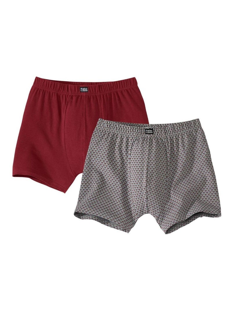 Lot de  2  Boxers Stretch Confort  - ATLAS FOR MEN Gris Bordeaux Gris - Kiabi