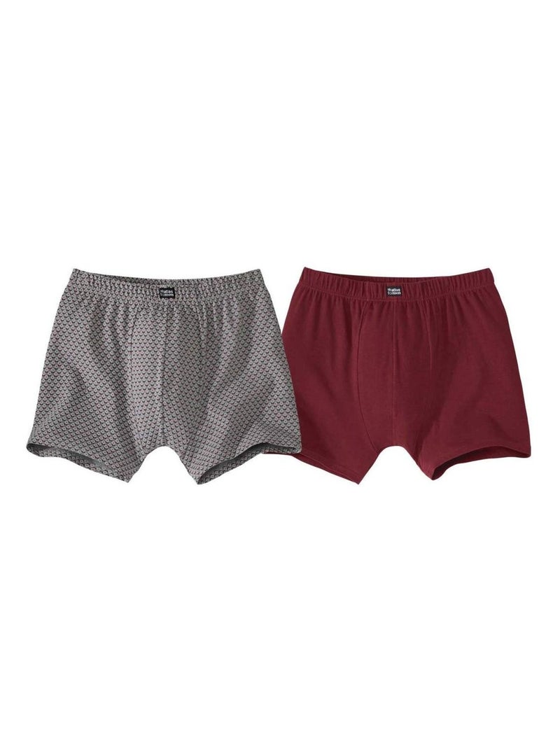 Lot de  2  Boxers Stretch Confort  - ATLAS FOR MEN Gris Bordeaux Gris - Kiabi