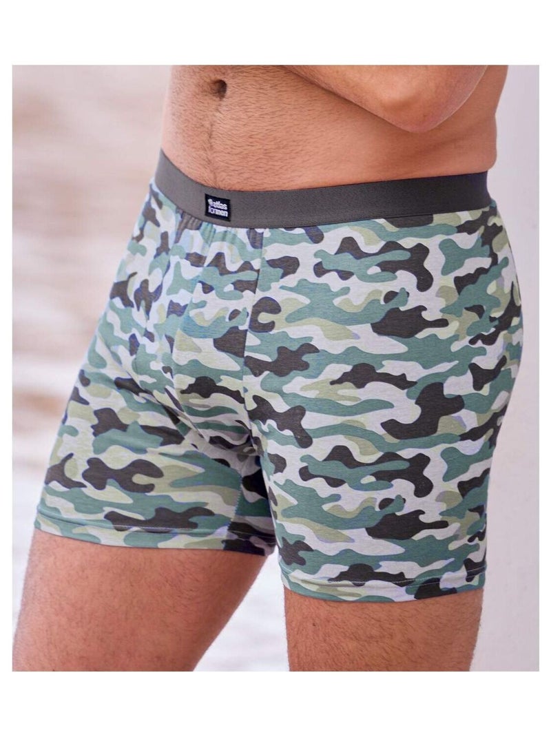 Lot de 2 Boxers Stretch Fantaisie   - ATLAS FOR MEN Bleu anthracite - Kiabi