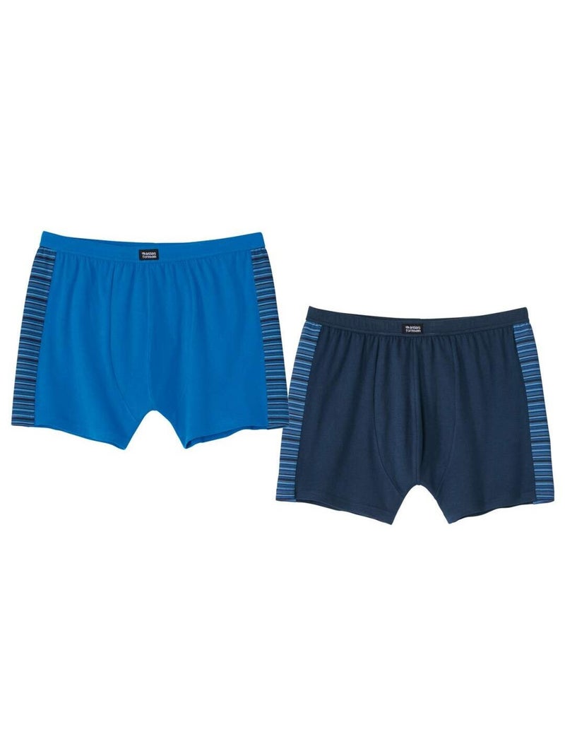 Lot de 2 Boxers Stretch Fantaisie   - ATLAS FOR MEN Bleu Bleu - Kiabi