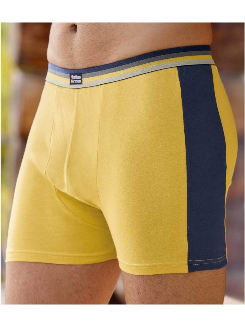 Lot de 2 Boxers Stretch Sport Chic  - ATLAS FOR MEN Bleu Jaune - Kiabi