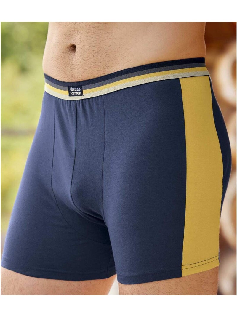 Lot de 2 Boxers Stretch Sport Chic  - ATLAS FOR MEN Bleu Jaune - Kiabi