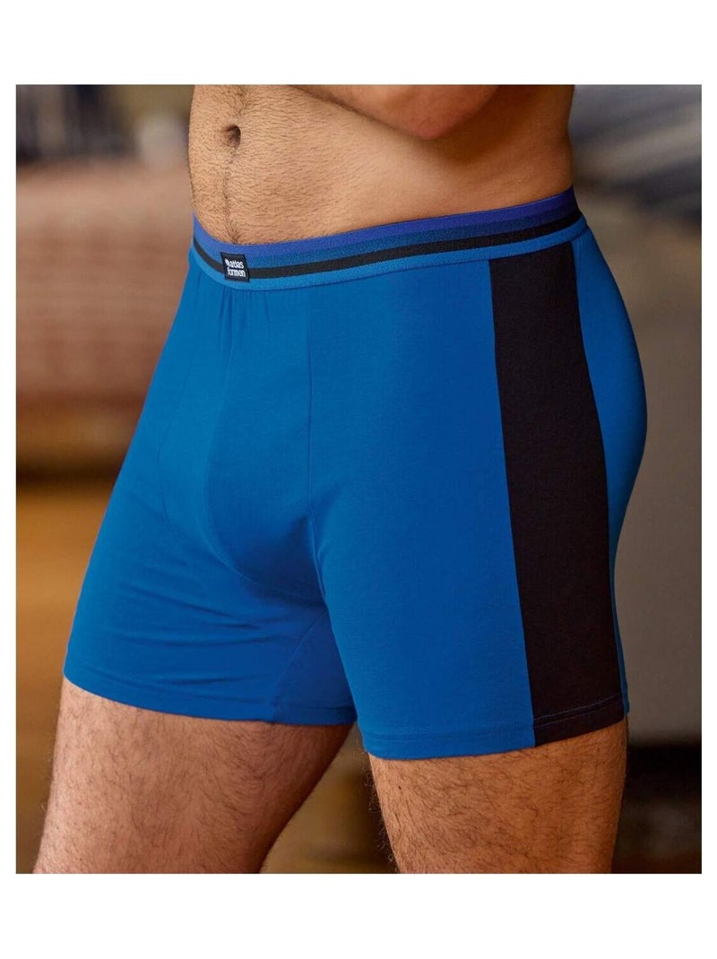 Lot de 2 Boxers Stretch Sporty  - ATLAS FOR MEN Bleu Noir - Kiabi