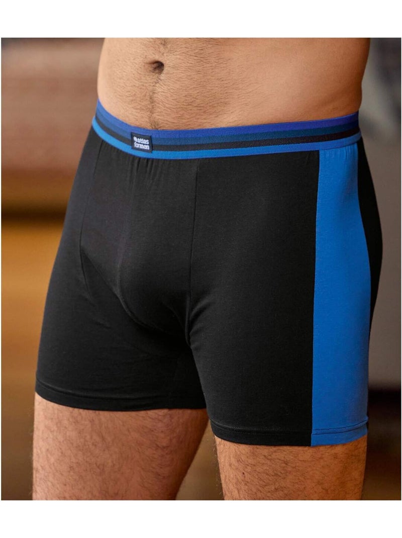 Lot de 2 Boxers Stretch Sporty  - ATLAS FOR MEN Bleu Noir - Kiabi