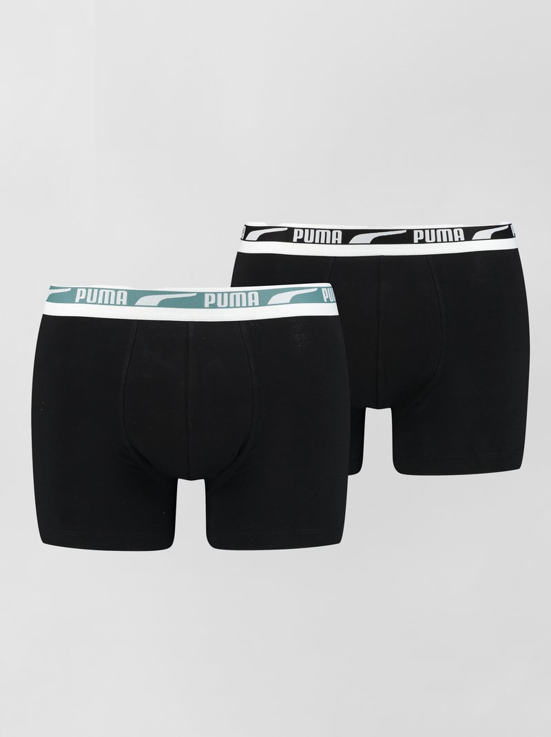 Lot de 2 boxers unis 'Puma' noir/sauge - Kiabi