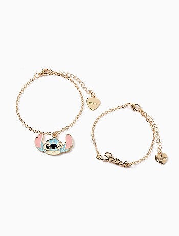 Lot de 2 Bracelets avec Pendentif Lilo et Stitch