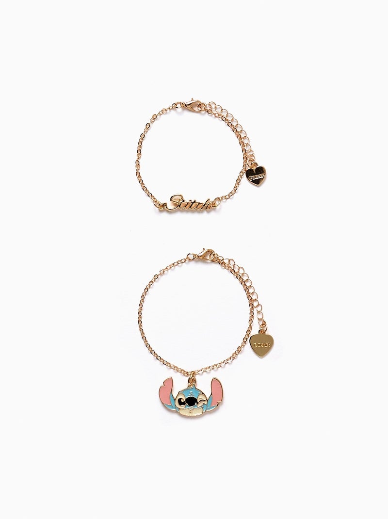 Lot de 2 Bracelets avec Pendentif Lilo et Stitch Doré/or - Kiabi