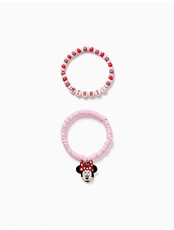 Lot de 2 bracelets avec perles et Minnie