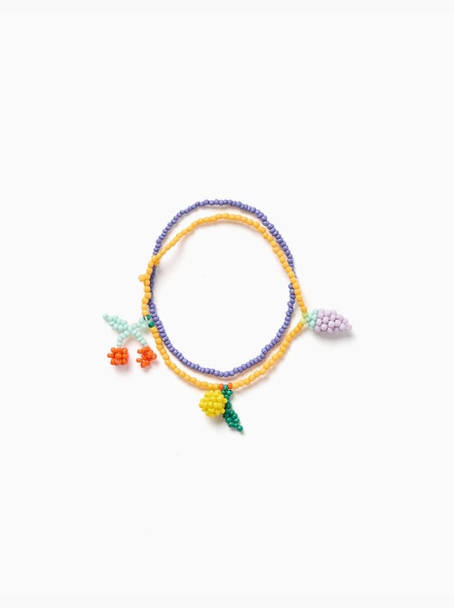 Lot de 2 bracelets perlés avec pendentifs en forme de fruits - Kiabi