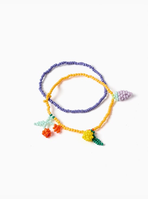 Lot de 2 bracelets perlés avec pendentifs en forme de fruits - Kiabi
