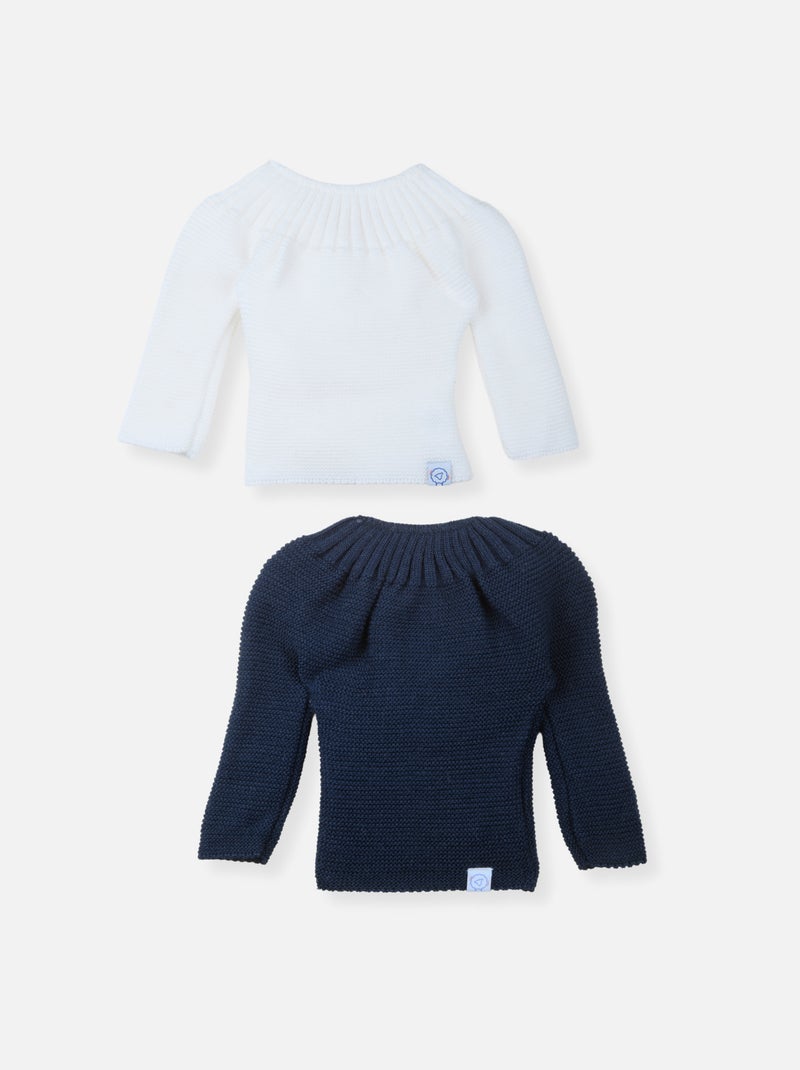 Lot de 2 Brassières à Liens Blanc Bleu marine - Kiabi