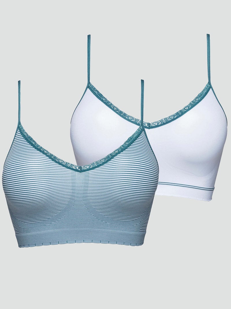 Lot de 2 brassières 'Billet Doux' blanc/bleu - Kiabi