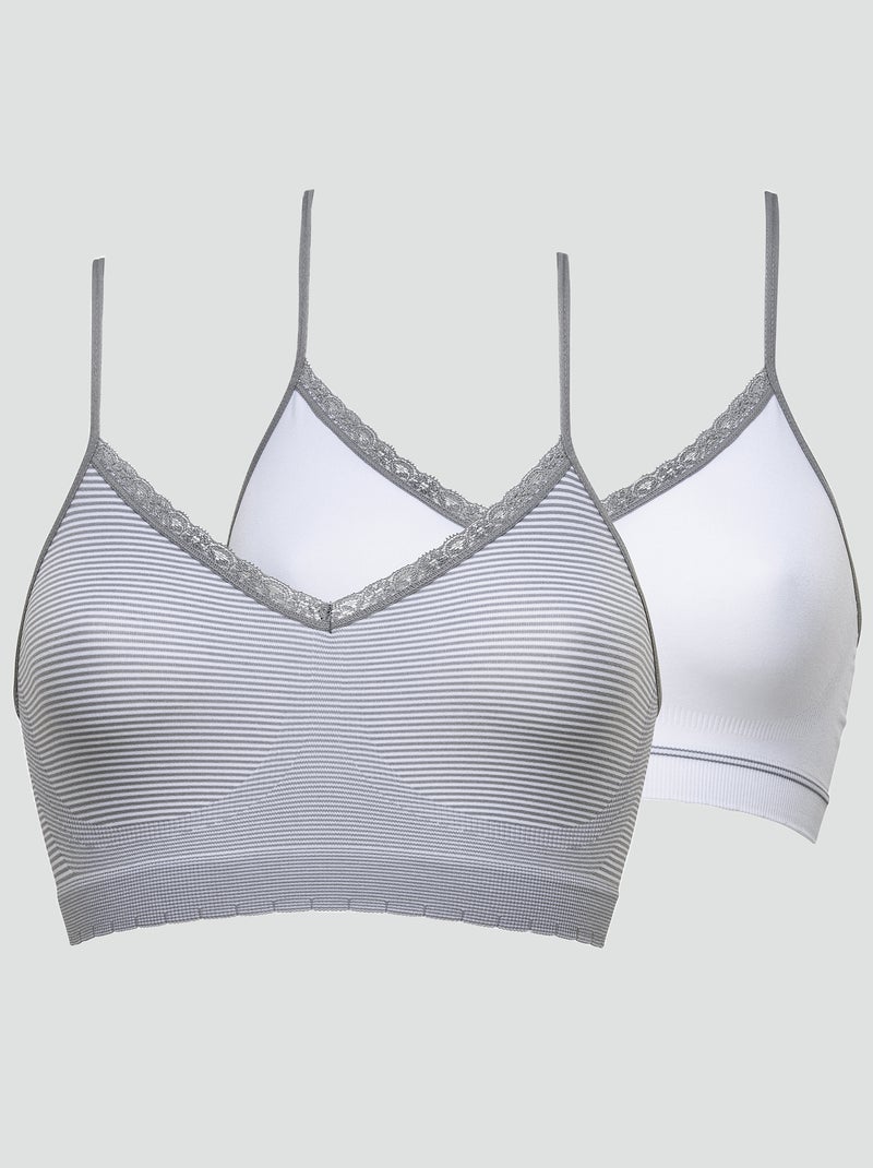 Lot de 2 brassières 'Billet Doux' blanc/gris - Kiabi