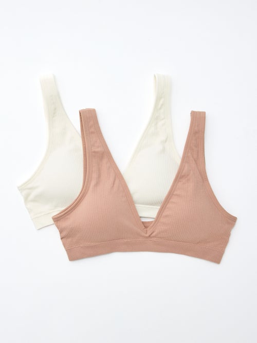 Lot de 2 brassières côtelées sans coutures - Kiabi