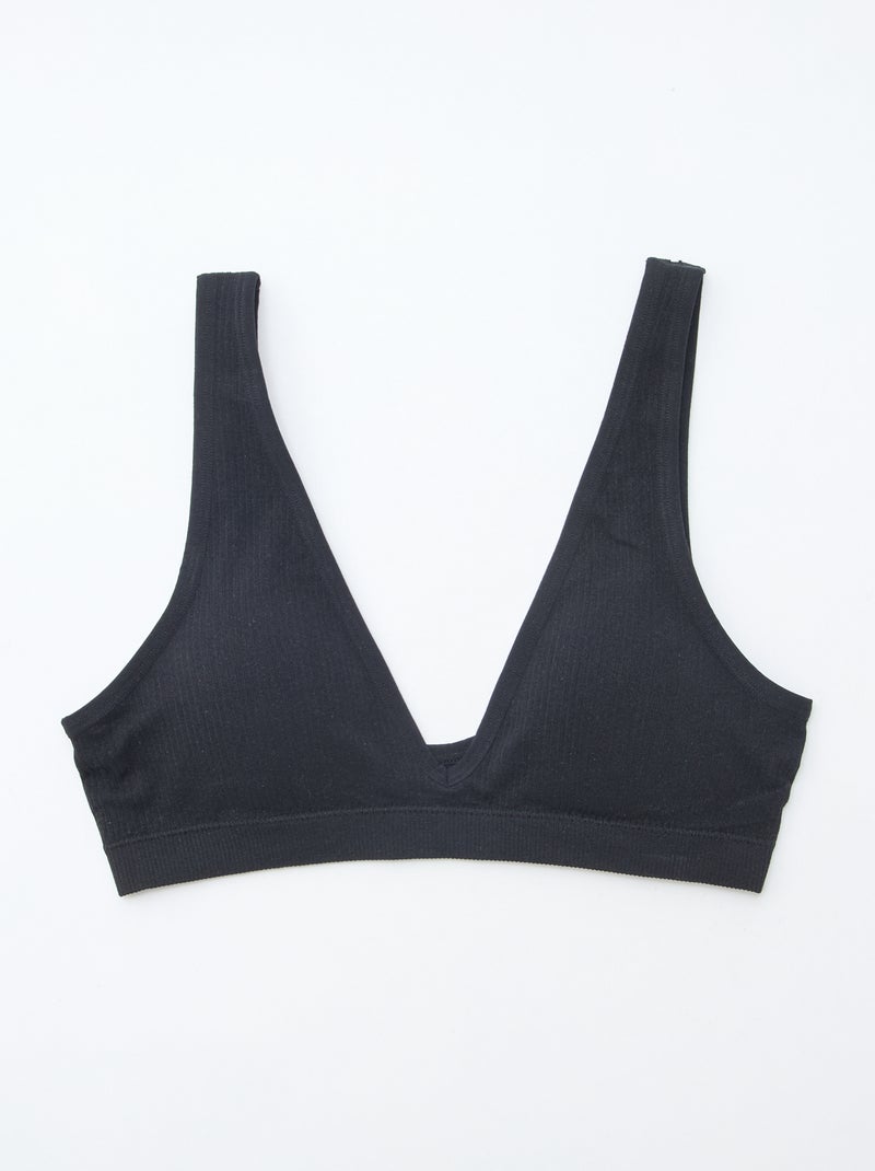 Lot de 2 brassières côtelées sans coutures Noir - Kiabi