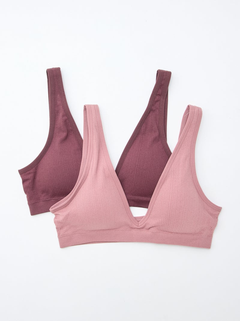 Lot de 2 brassières côtelées sans coutures Rose - Kiabi