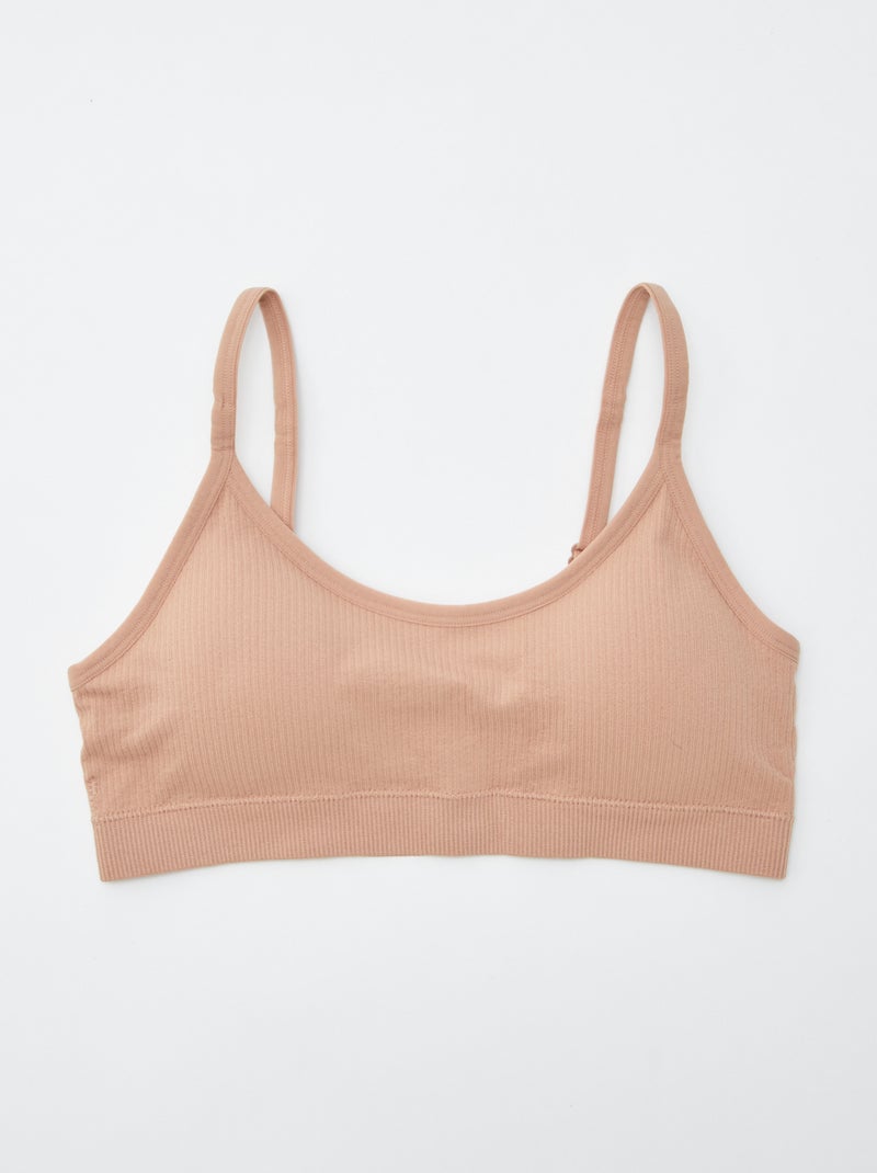 Lot de 2 brassières côtelés Blanc/rose - Kiabi