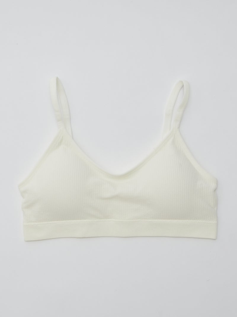 Lot de 2 brassières côtelés Blanc/rose - Kiabi