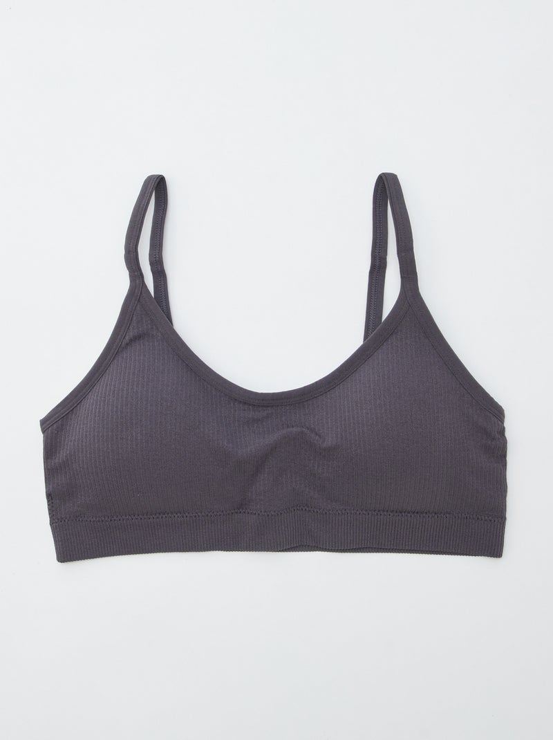 Lot de 2 brassières côtelés Noir/violet - Kiabi