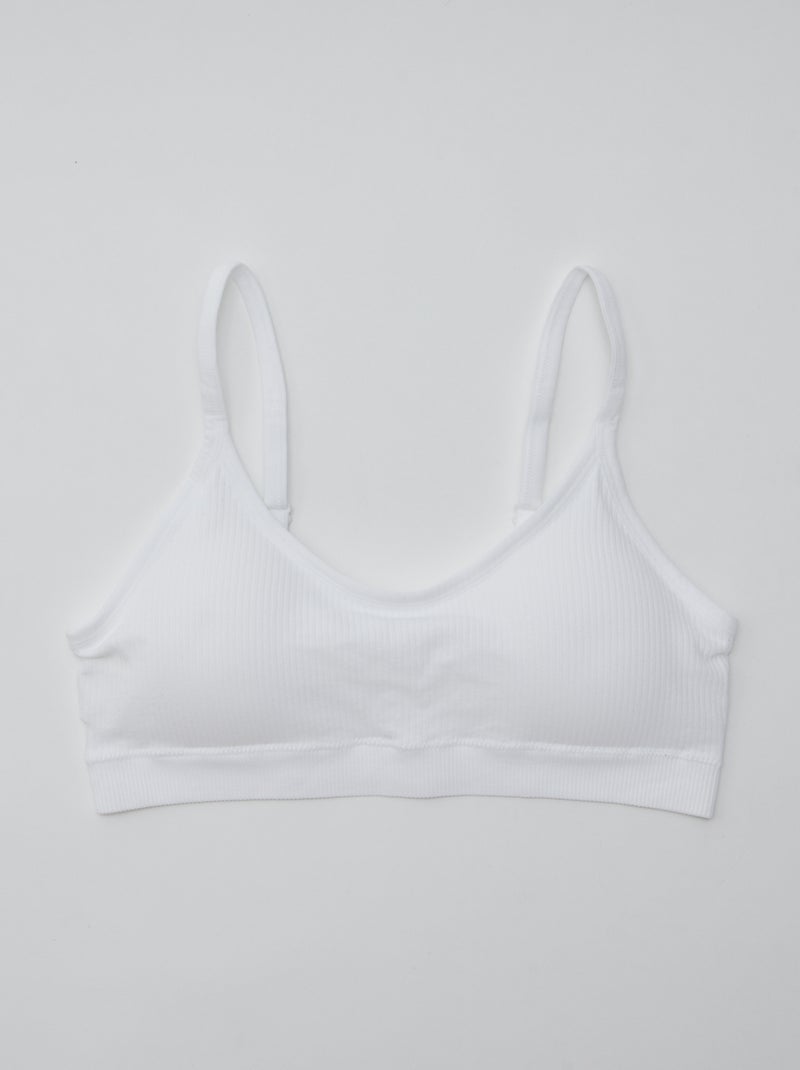 Lot de 2 brassières côtelés Violet/blanc - Kiabi