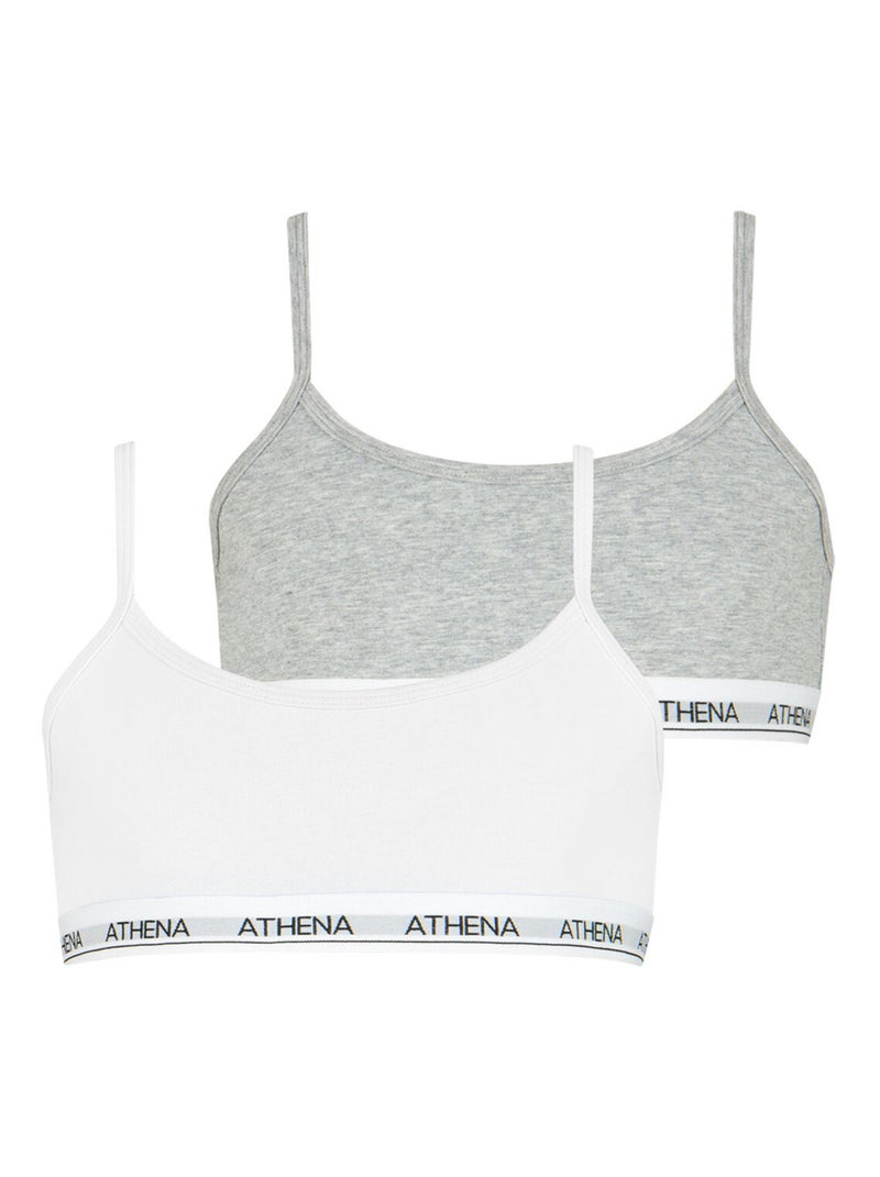 Lot de 2 brassières Coton Ultra Doux Athena Fille Blanc Gris - Kiabi