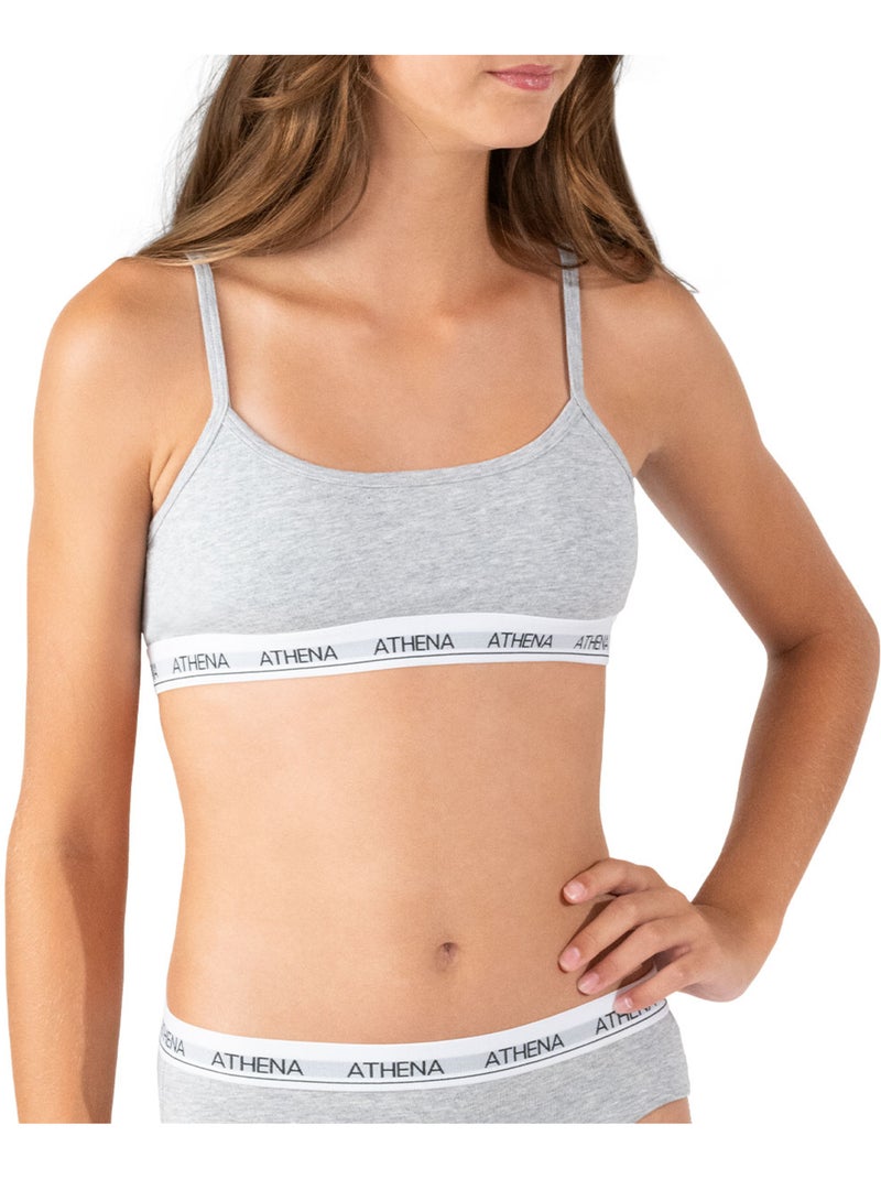 Lot de 2 brassières Coton Ultra Doux Athena Fille Blanc Gris - Kiabi