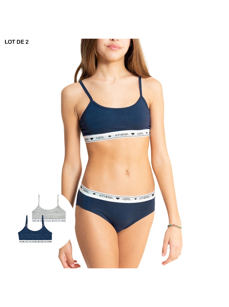 Lot de 2 brassières Coton Ultra Doux by Athena Fille Bleu - Kiabi