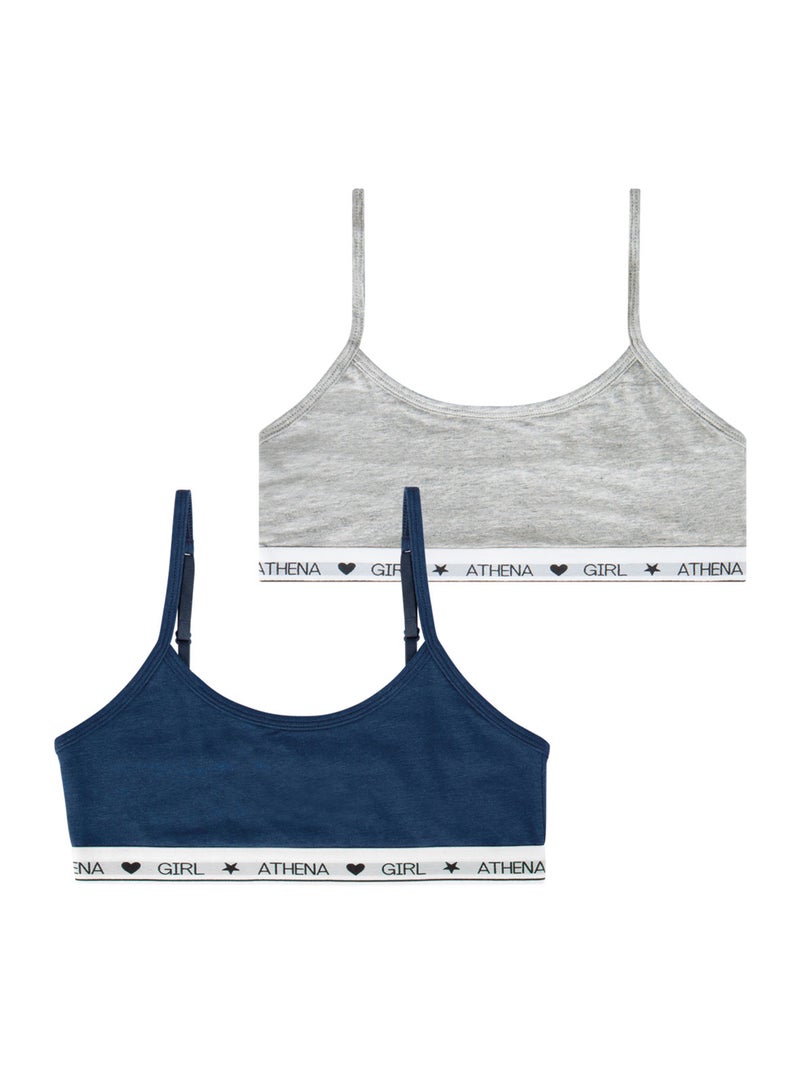 Lot de 2 brassières Coton Ultra Doux by Athena Fille Bleu - Kiabi