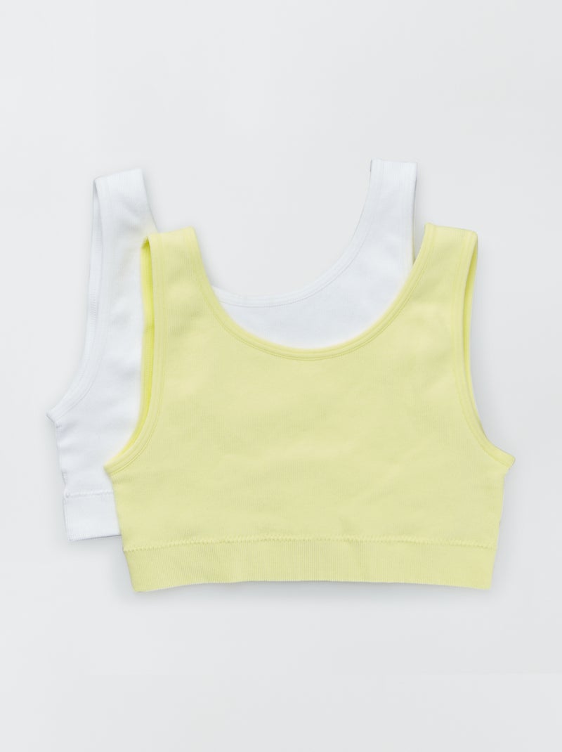 Lot de 2 brassières de sport Blanc/jaune - Kiabi