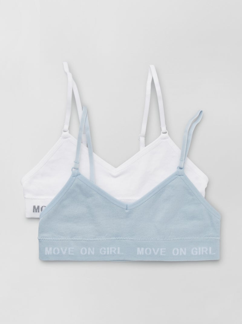 Lot de 2 brassières de sport bleu/blanc - Kiabi