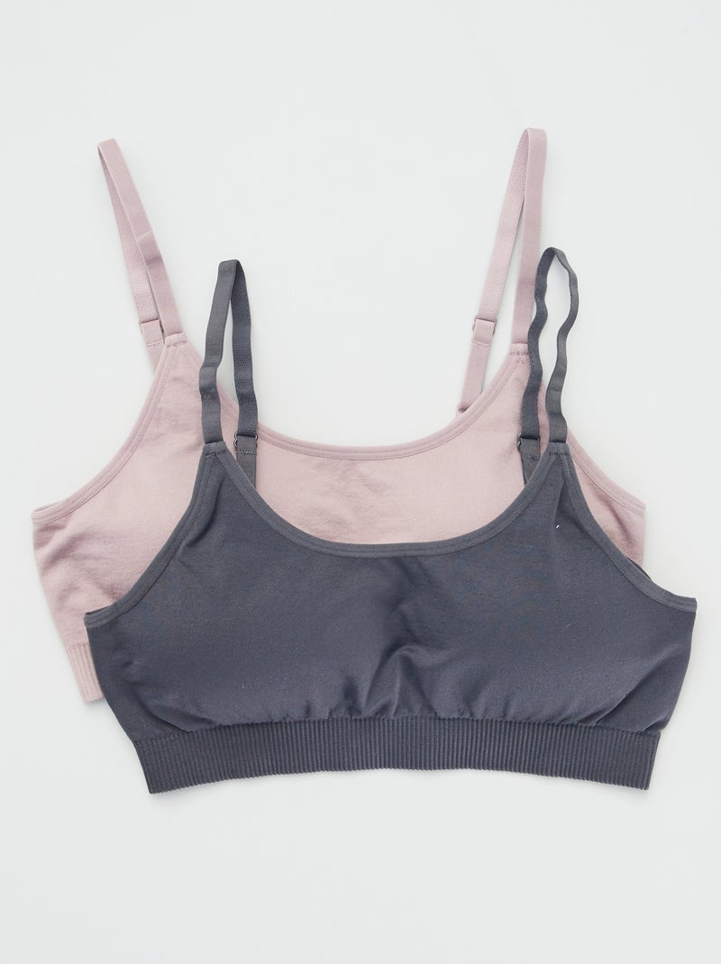 Lot de 2 brassières de sport Gris foncé/rose foncé - Kiabi