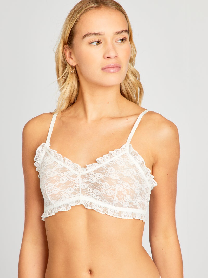 Lot de 2 brassières en dentelle blanc/noir - Kiabi